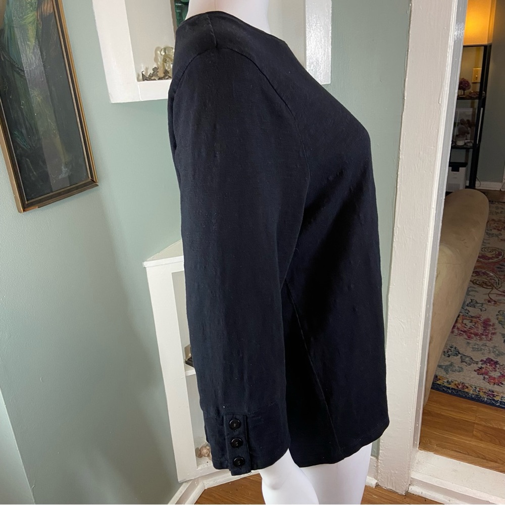 Chico's Size 3 Cotton Modal Black Long 3/4 Sleeve Top Shirt Blouse - Picture 6 of 8